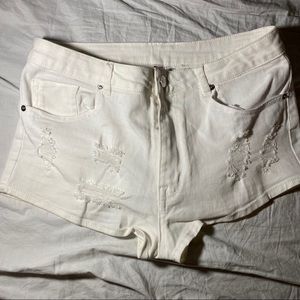 Divided H&M White Distressed Short Shorts